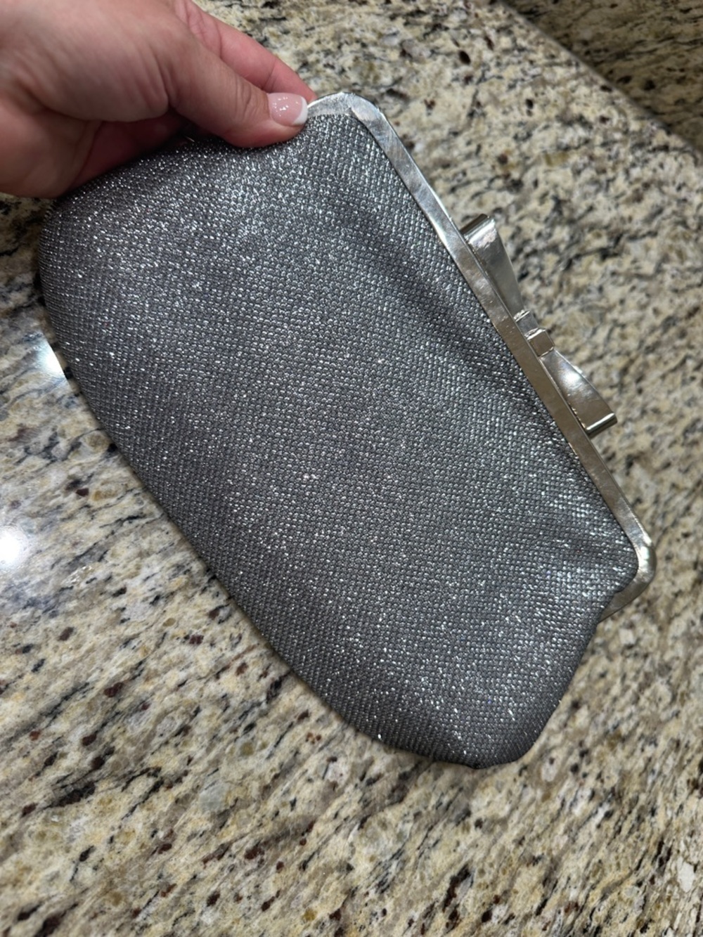 Silver Glitter Evening Clutch